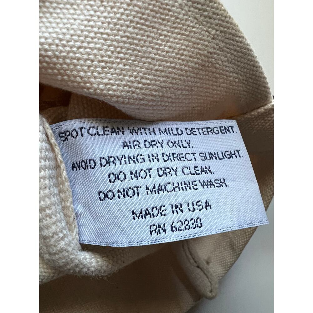 Lands End Small Canvas Tote Bag Cream Navy Double Handle Purse Lunch Boat Swim - Picture 8 of 9